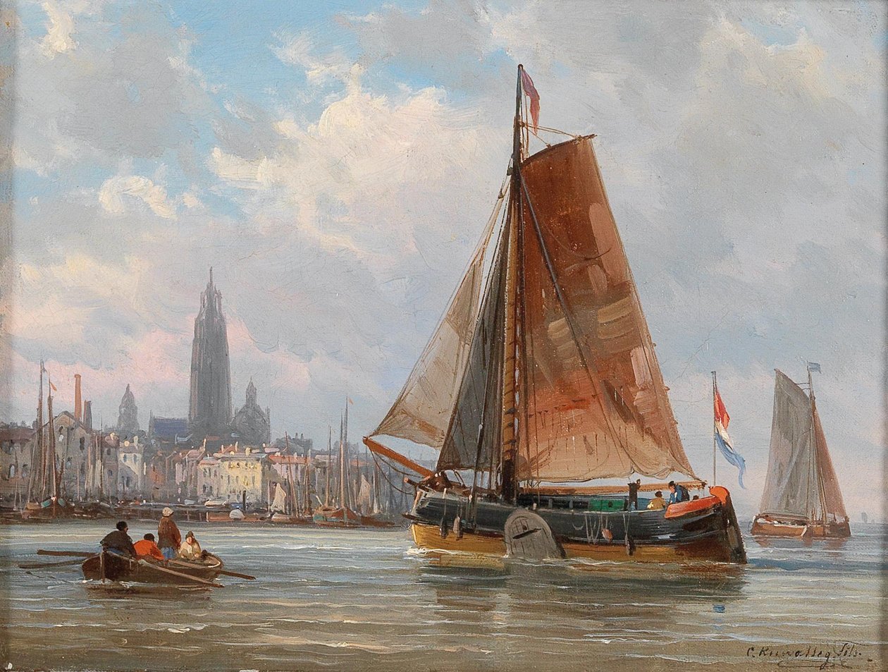 Fiskare vid en stad av Charles Euphrasie Kuwasseg
