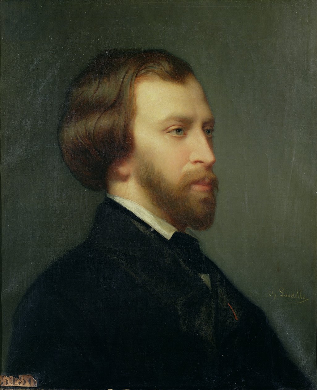Porträtt av Alfred de Musset (1810-57) av Charles Landelle