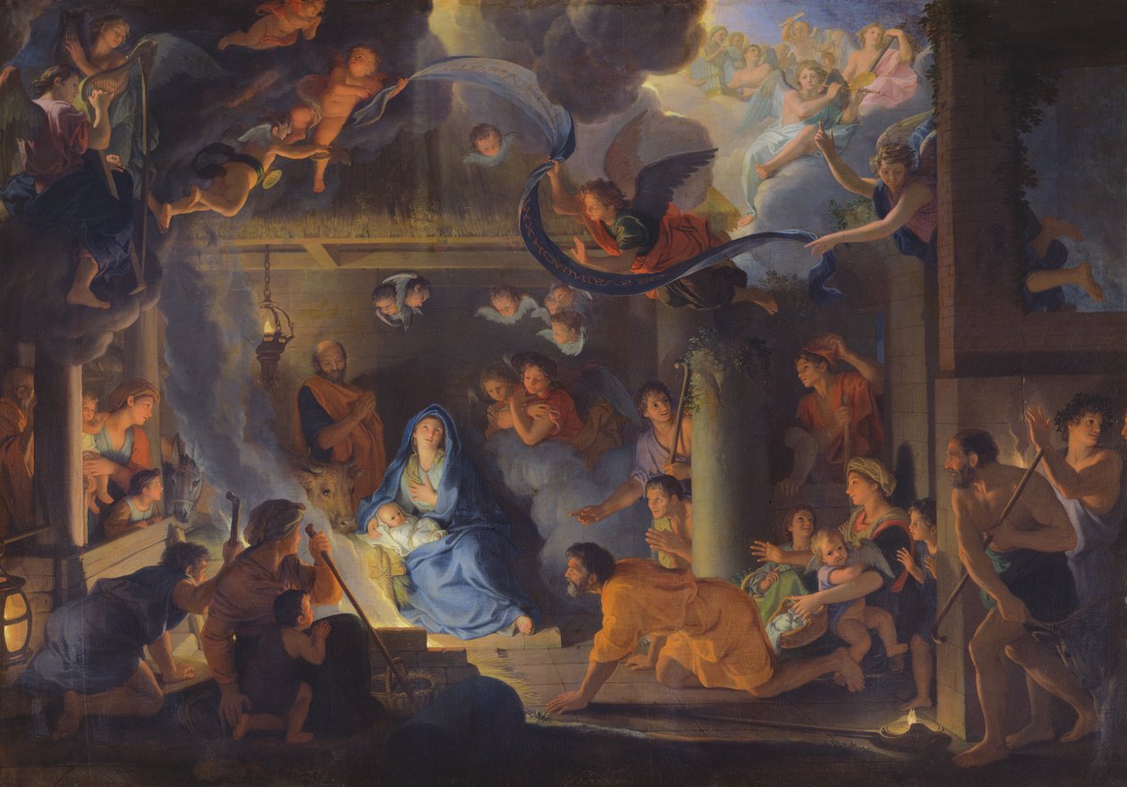 Tillbedjan av herdarna, 1689 av Charles Le Brun