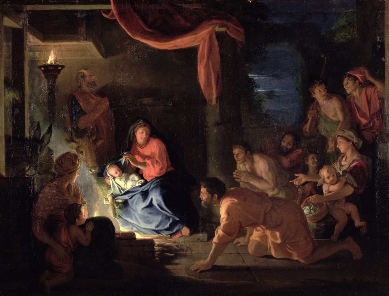 Tillbedjan av herdarna, 1689 av Charles Le Brun