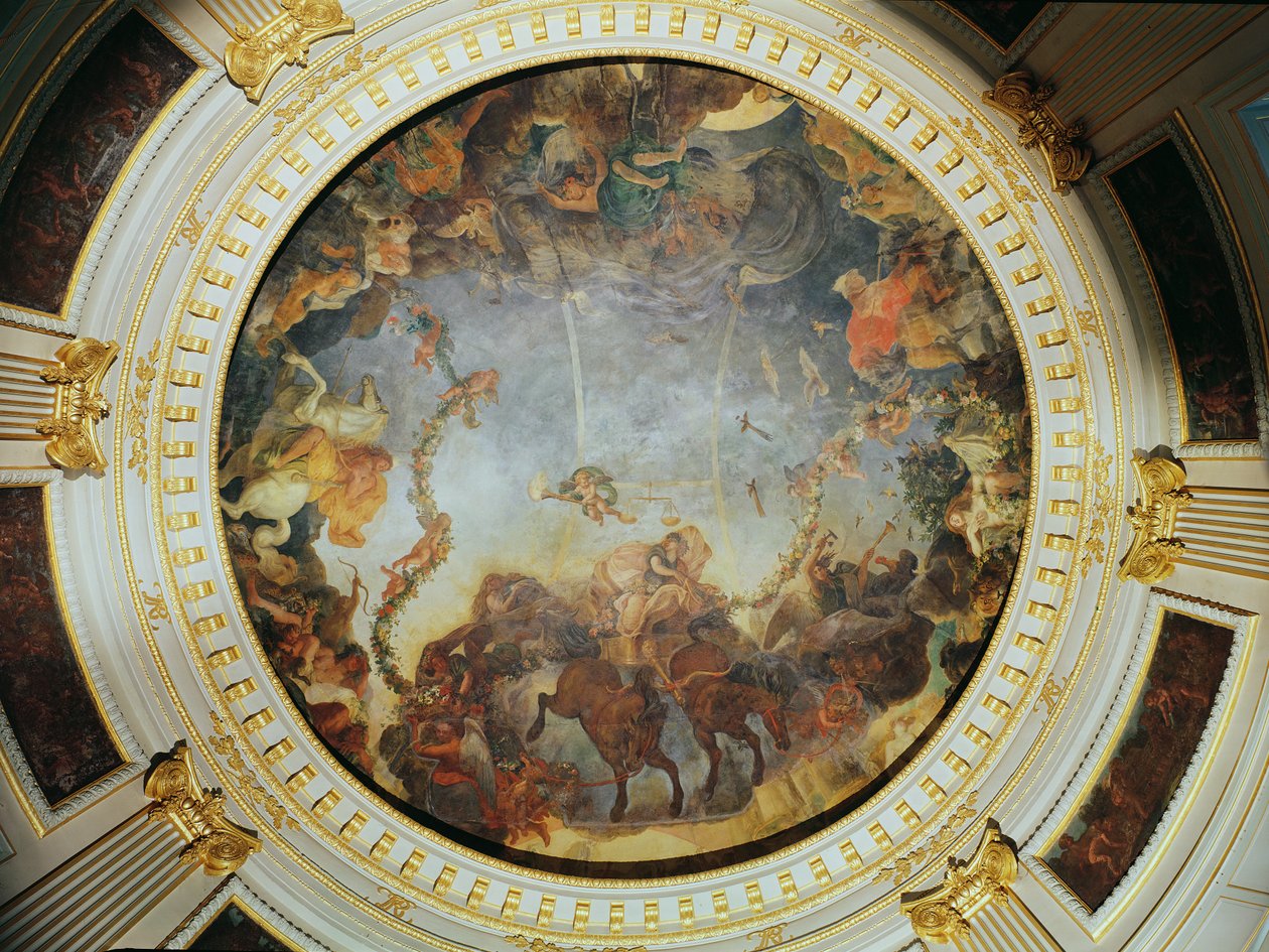 Tak som föreställer gudinnan Aurora (olja på duk med baksida) av Charles Le Brun