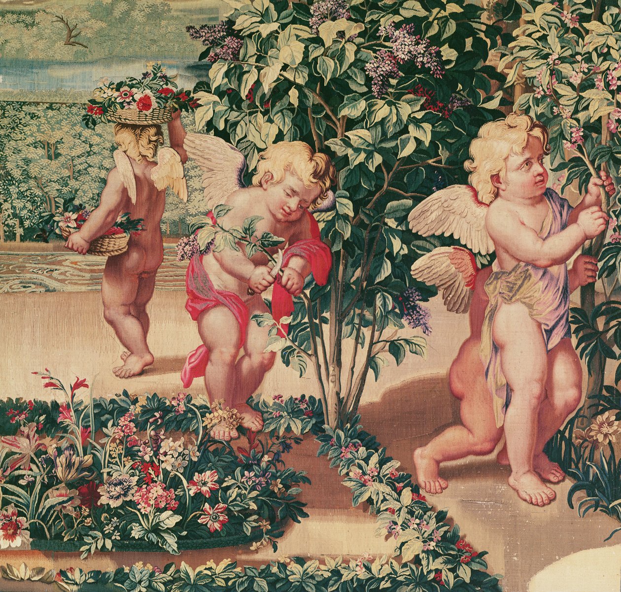 Children Gardening (efter en tecknad serie av Le Brun), vävd på Atelier des Gobelins (ulltapet) av Charles Le Brun