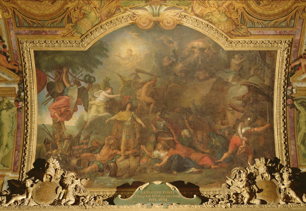 Franche-Comte erövrad för andra gången, takmålning från Galerie des Glaces av Charles Le Brun
