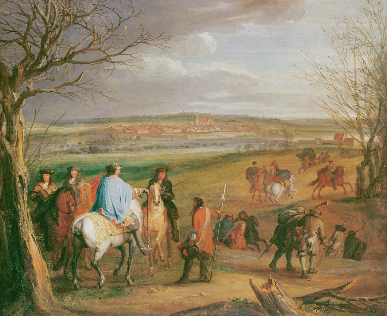 Ludvig XIV (1638-1715), kung av Frankrike och av Navarra, före staden Dôle av Charles Le Brun