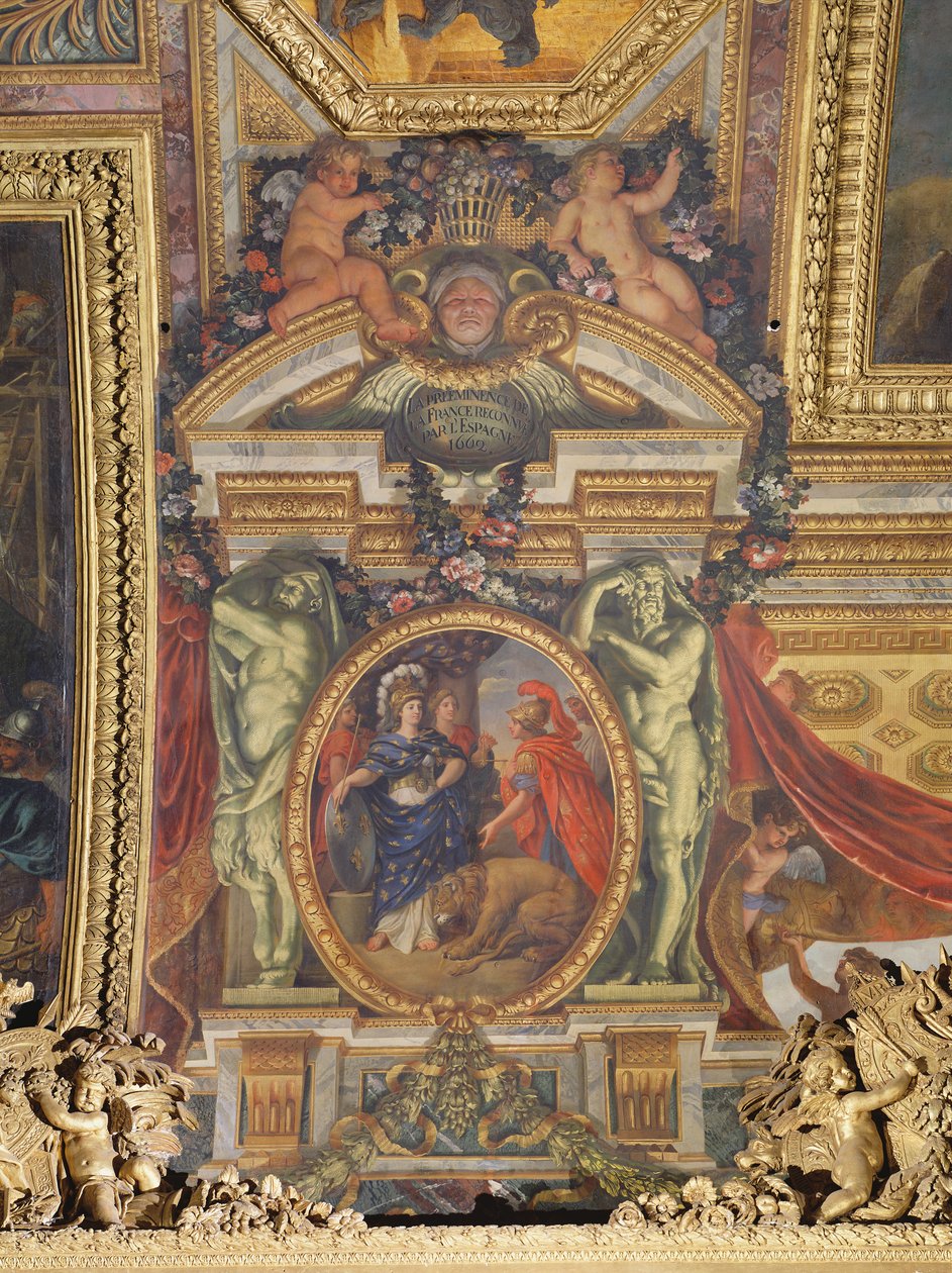 Spanien erkände Frankrikes överlägsenhet 1662, takmålning från Galerie des Glaces av Charles Le Brun
