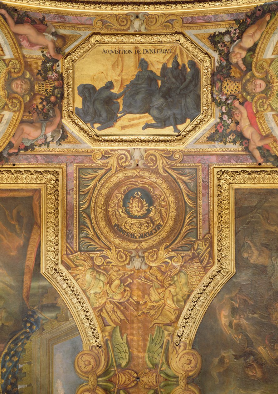 Förvärvet av Dunkirk 1662, takmålning från Galerie des Glaces av Charles Le Brun