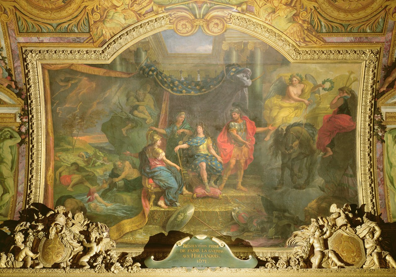 Beslutet att kriga mot holländarna 1671, tavelmålning från Galerie des Glaces av Charles Le Brun