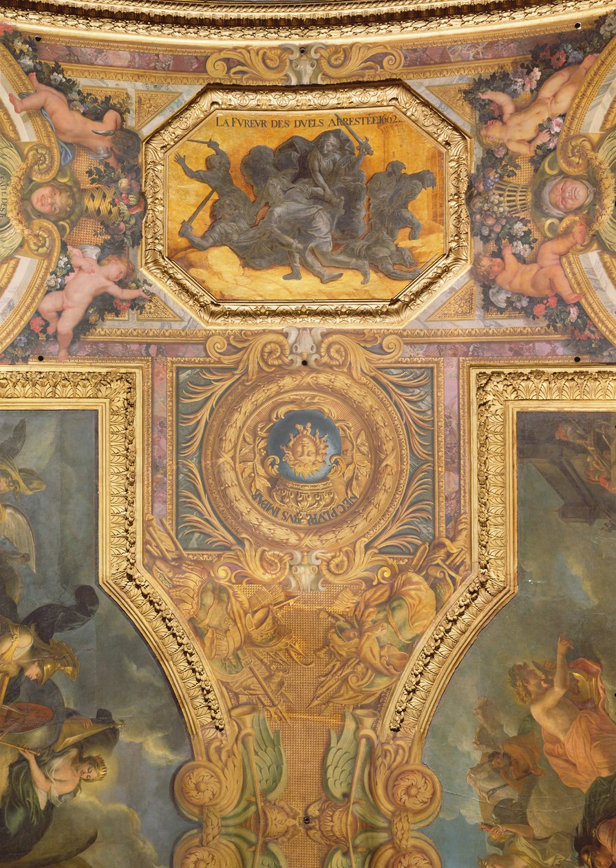 Slutet på manin för dueller 1662, takmålning från Galerie des Glaces av Charles Le Brun
