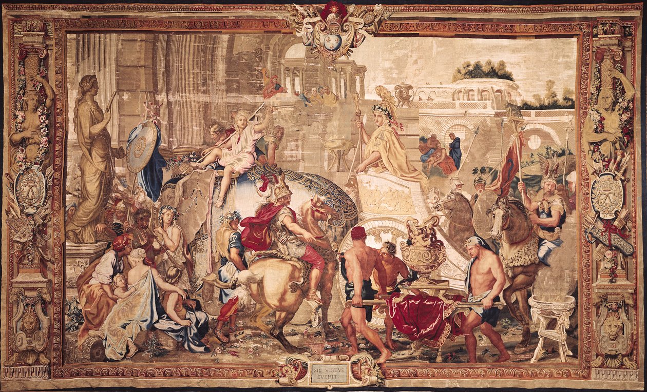 Alexander III (356-323 f.Kr.) den stores intåg i Babylon, Gobelins workshop (tapet) av Charles Le Brun