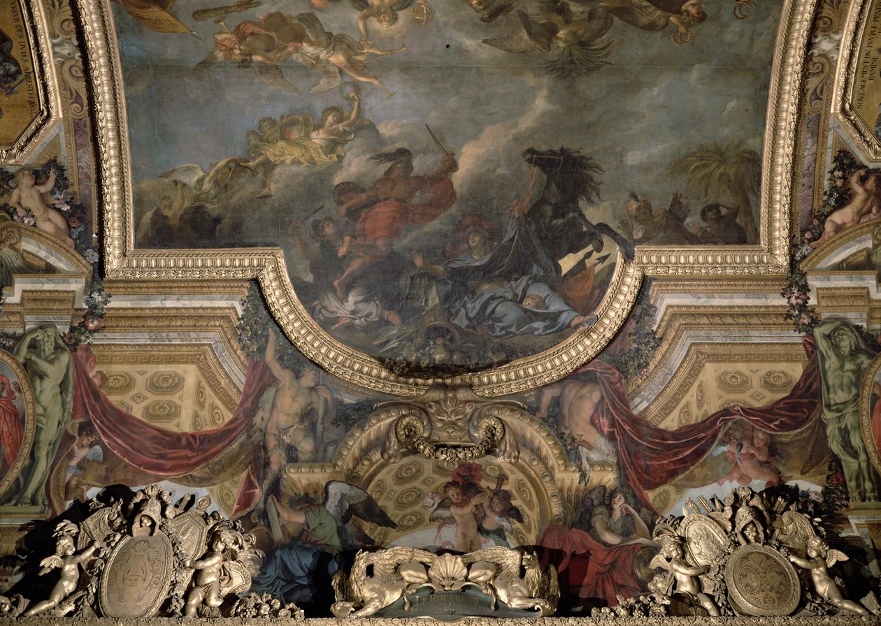 Kungen tar Maestricht på tretton dagar 1673, takmålning från Galerie des Glaces av Charles Le Brun