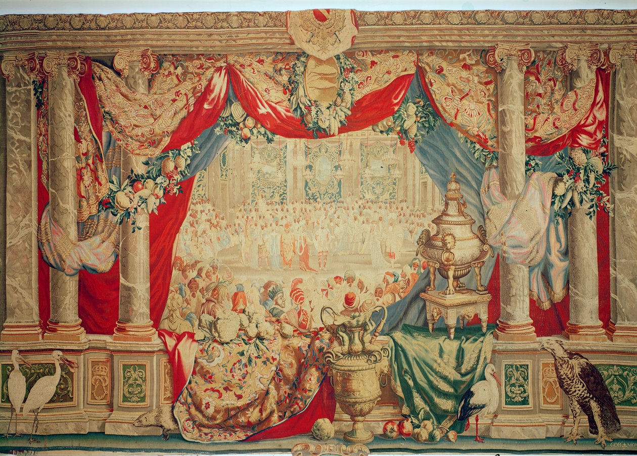 Februari månad, från serien av gobelänger "Månader eller kungliga bostäder", producerad i Gobelins verkstad för Ludvig XIV (gobeläng) c.1699 av Charles Le Brun