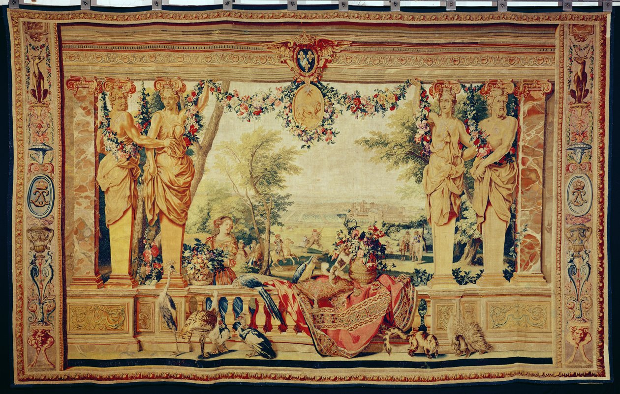 Juli månad Chateau of Vincennes, från serien av gobelänger "Månader eller kungliga bostäder", producerad i Gobelins verkstad för Ludvig XIV (gobeläng) av Charles Le Brun
