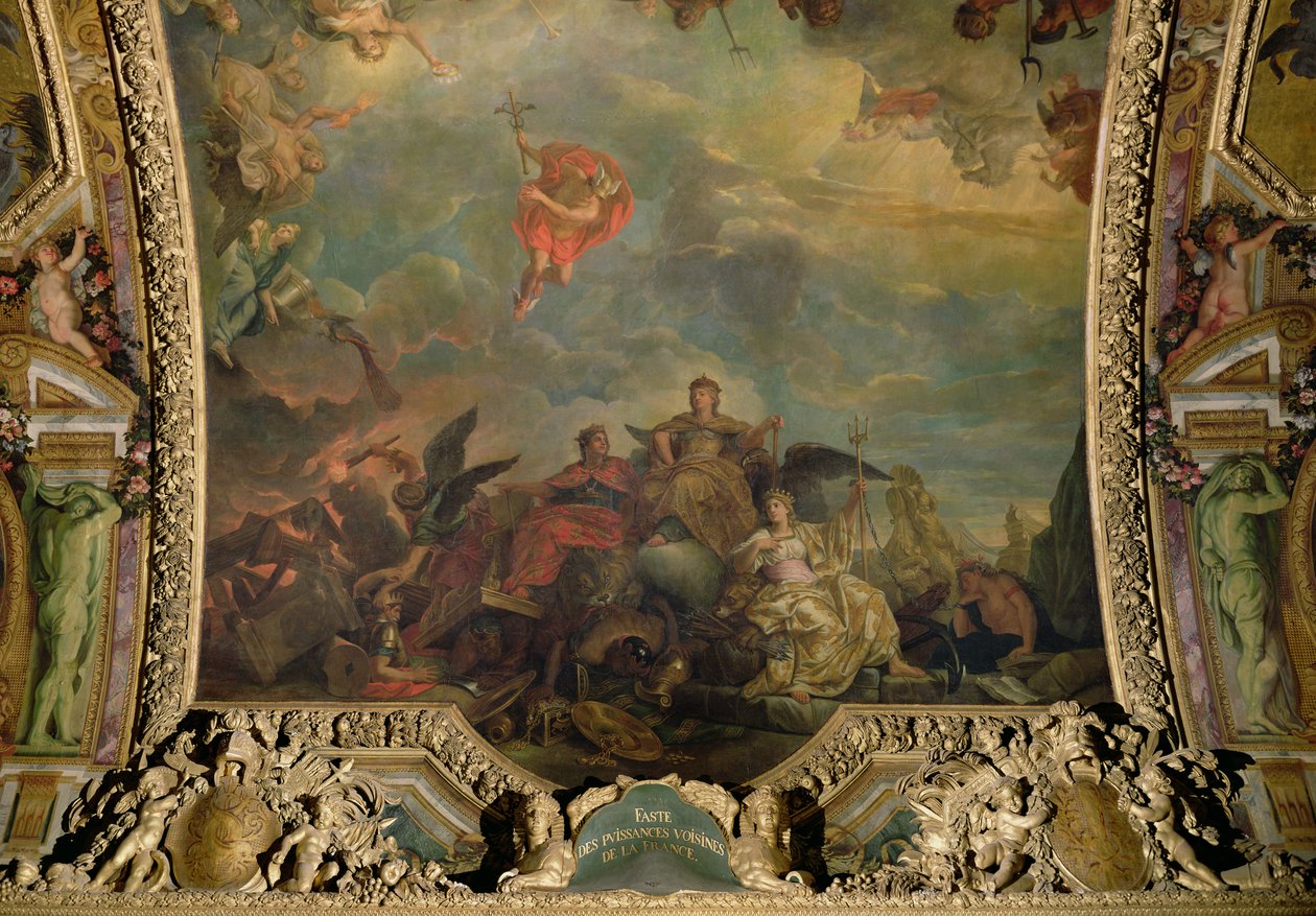 Frankrikes välmående grannmakter, takmålning från Galerie des Glaces av Charles Le Brun