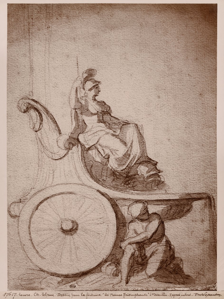 Triumphant France, ca 1674 (pierre noire und grå tvätt på papper) av Charles Le Brun