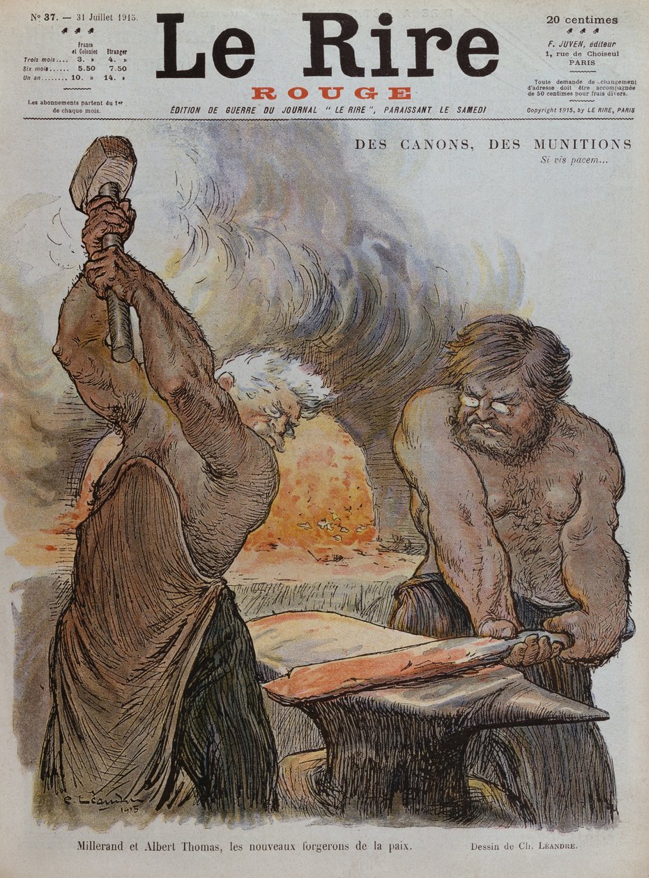 Alexandre Millerand och Albert Thomas som smeder som skapar fred, illustration på framsidan från 