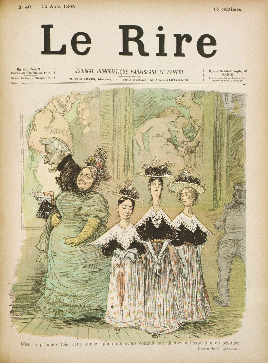 På salongen, framsida av Le Rire, 10 augusti 1895 av Charles Leandre