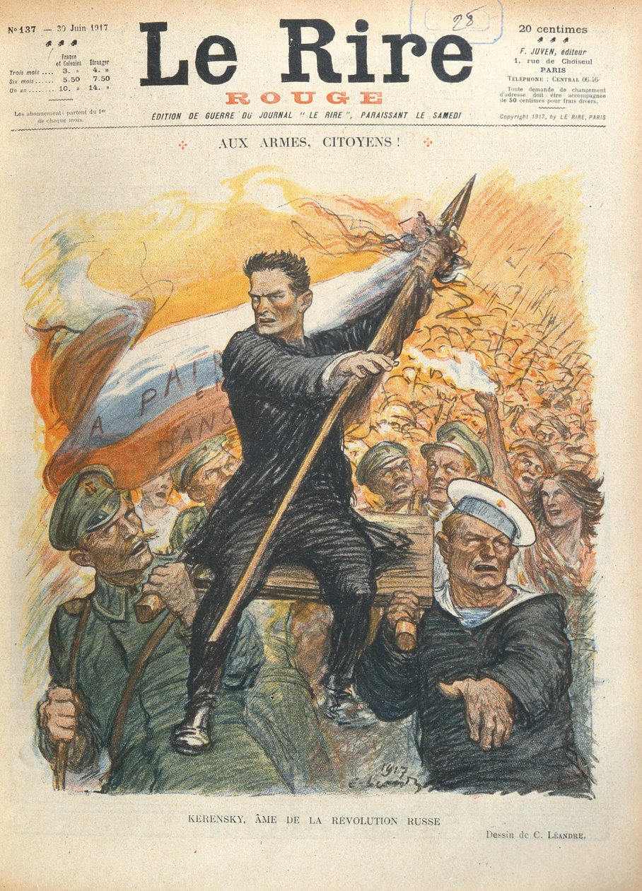 Karikatyr av Alexander Kerensky (1881-1970), omslag till den franska tidskriften "Le Rire", 30 juni 1917 av Charles Leandre
