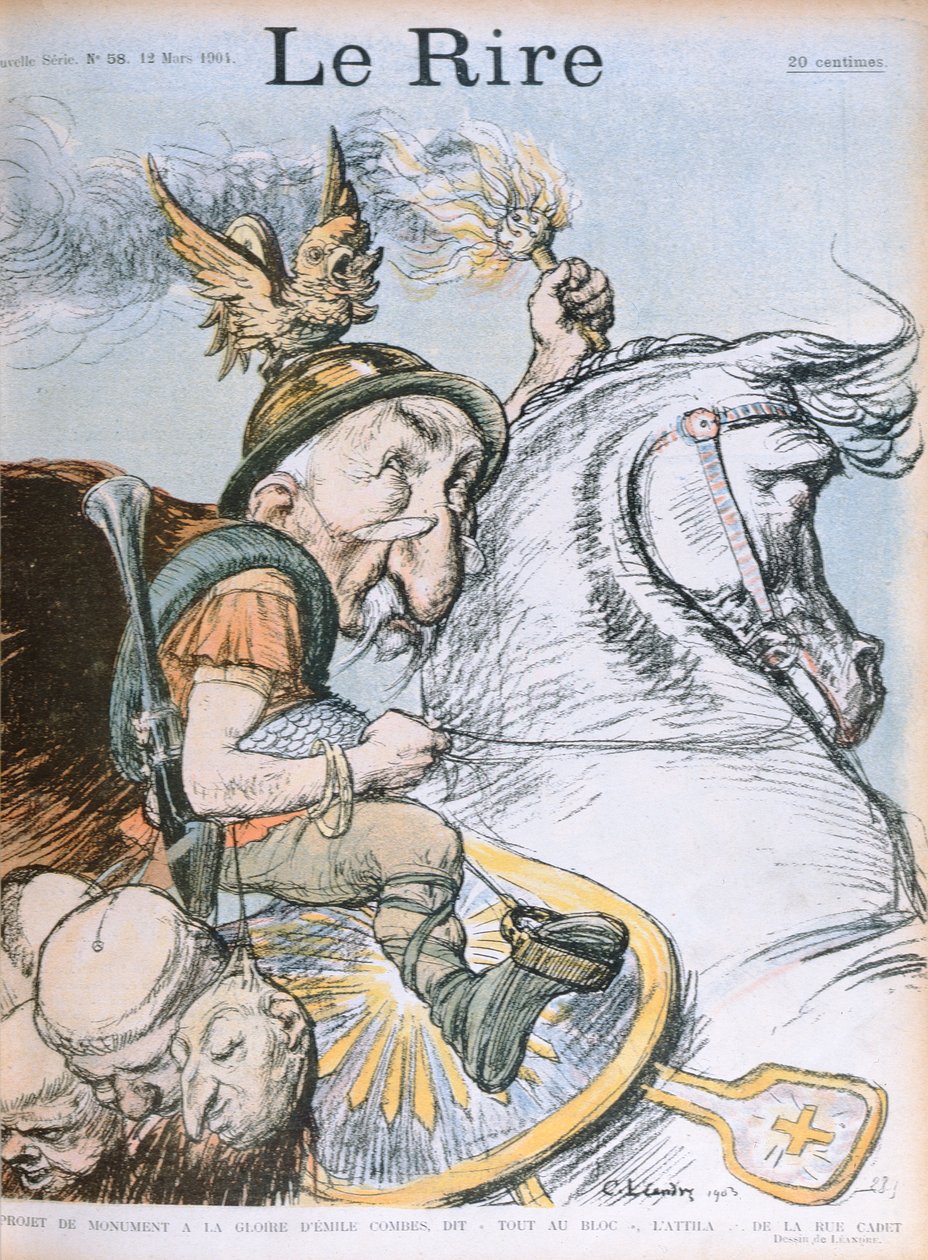 Karikatyr av Emile Combes, omslag till tidningen "Le Rire", 12 mars 1903 av Charles Leandre