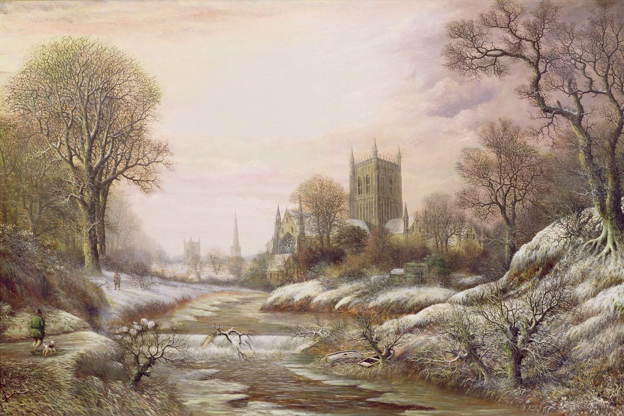 Worcester från sydväst i snön, ca 1875 av Charles Leaver