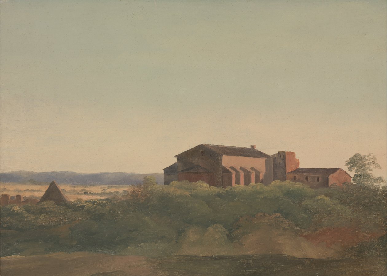 En vy över kyrkan S. Sabina och Pyramiden i Cestius, Rom av Charles Lock Eastlake