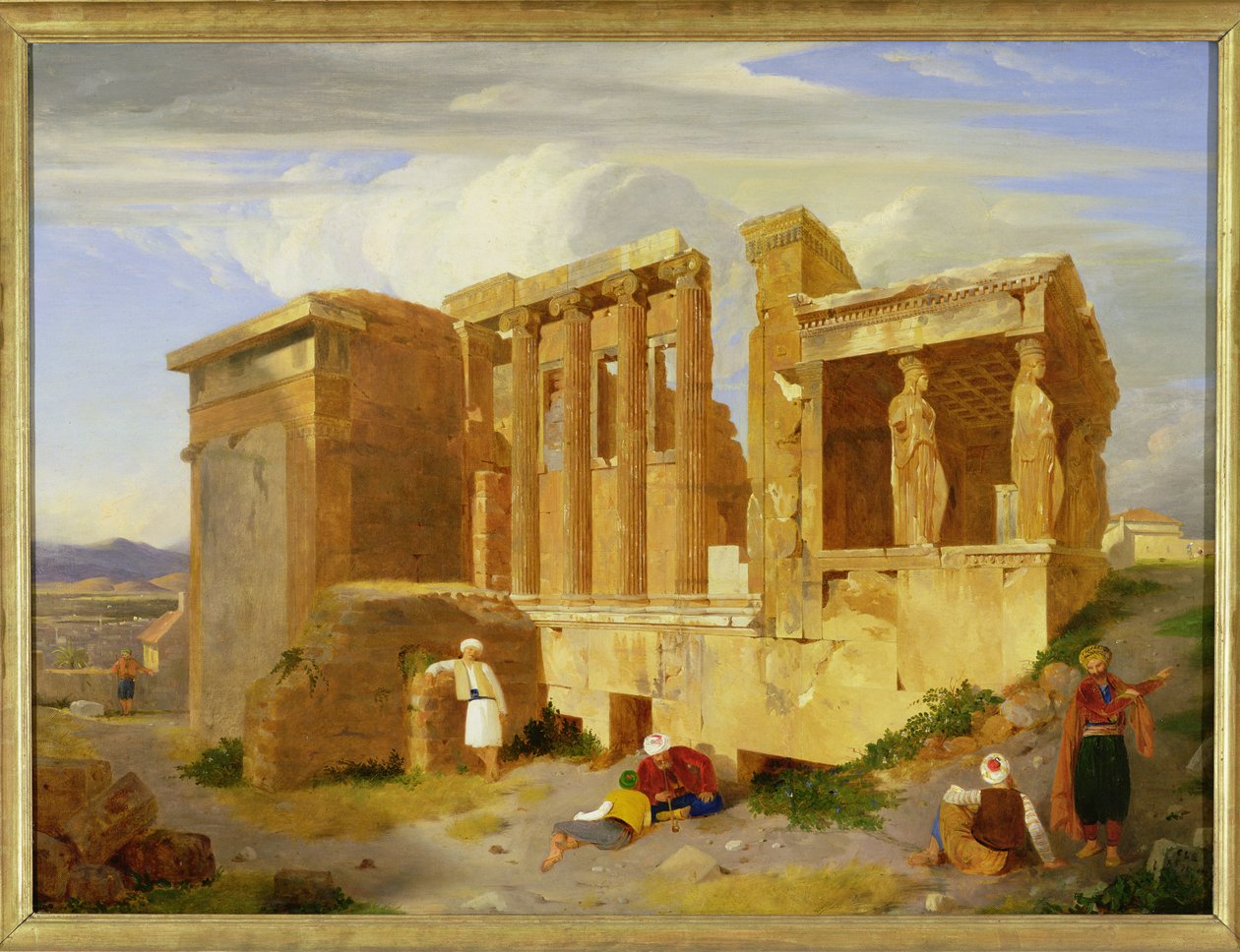 Erechtheum, Aten, med figurer i förgrunden, 1821 av Charles Lock Eastlake