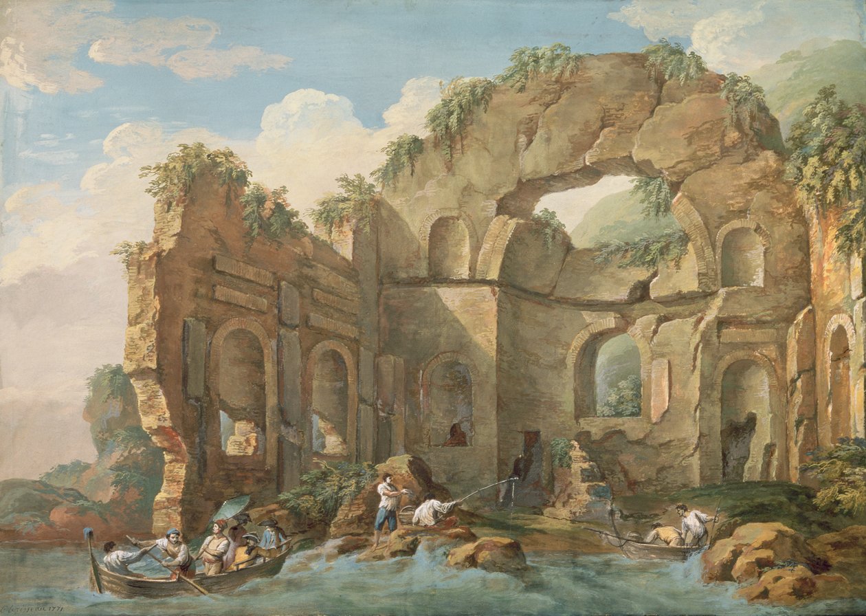 Arkitektoniska ruiner, 1771 (gouache) av Charles Louis Clerisseau