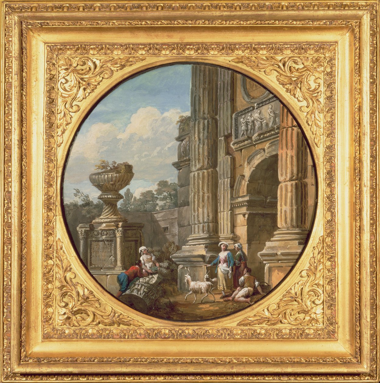 Arkitektoniskt ämne: Valv, grav, figurer och getter, 1760-talet av Charles Louis Clerisseau