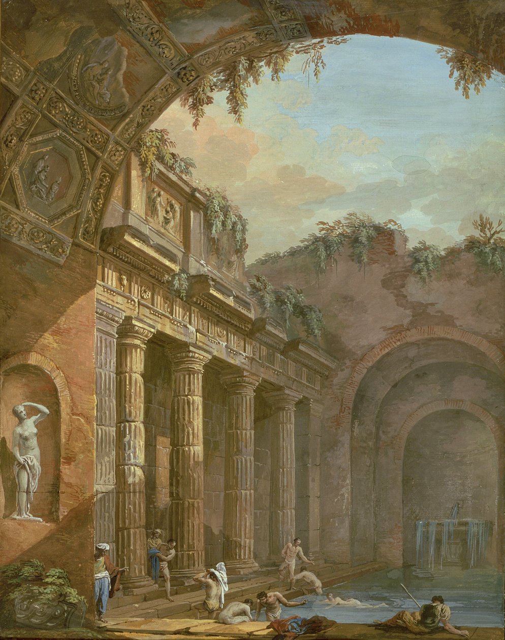 Interiör av ett bad av Charles Louis Clerisseau