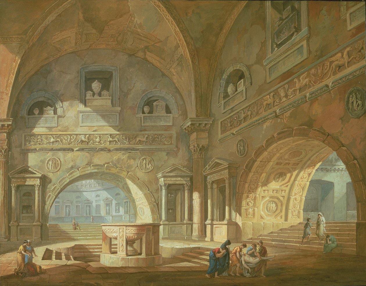 Insidan av ett mausoleum, 1772 av Charles Louis Clerisseau