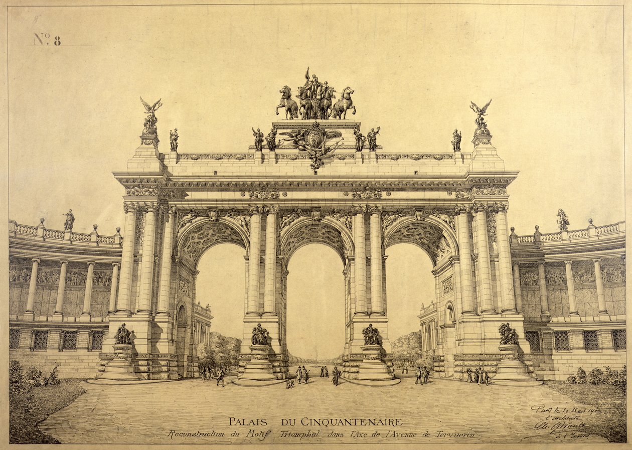 Triumfbågen i Palais du Cinquantenaire, Bryssel, 1906 av Charles Louis Girault