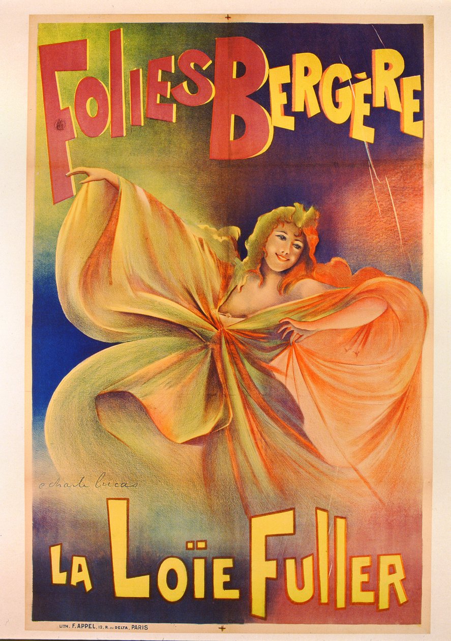 Affisch som annonserar La Loie Fuller på Folies Bergere av Charles Lucas