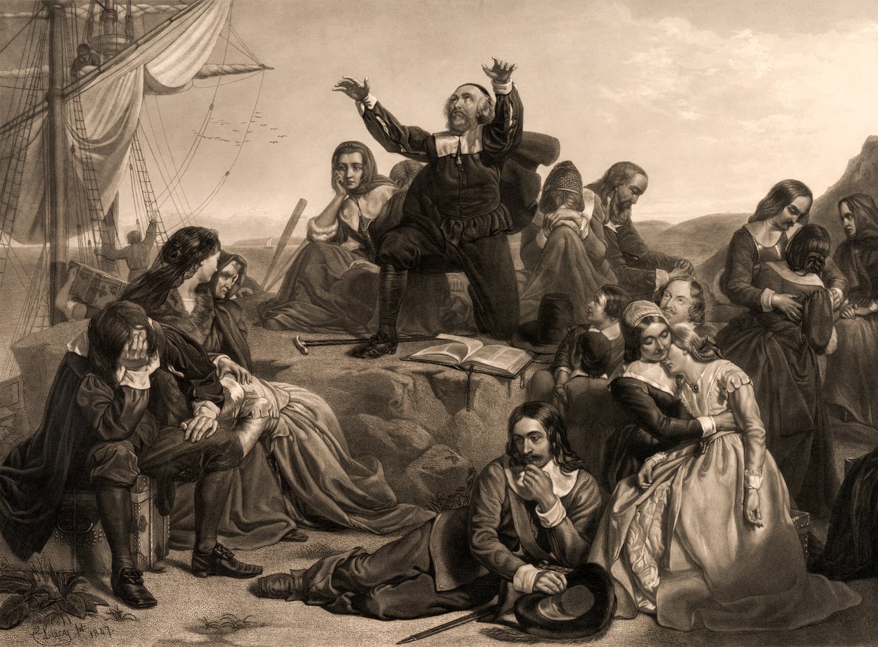 Pilgrimsfädernas avgång, 1620 av Charles Lucy