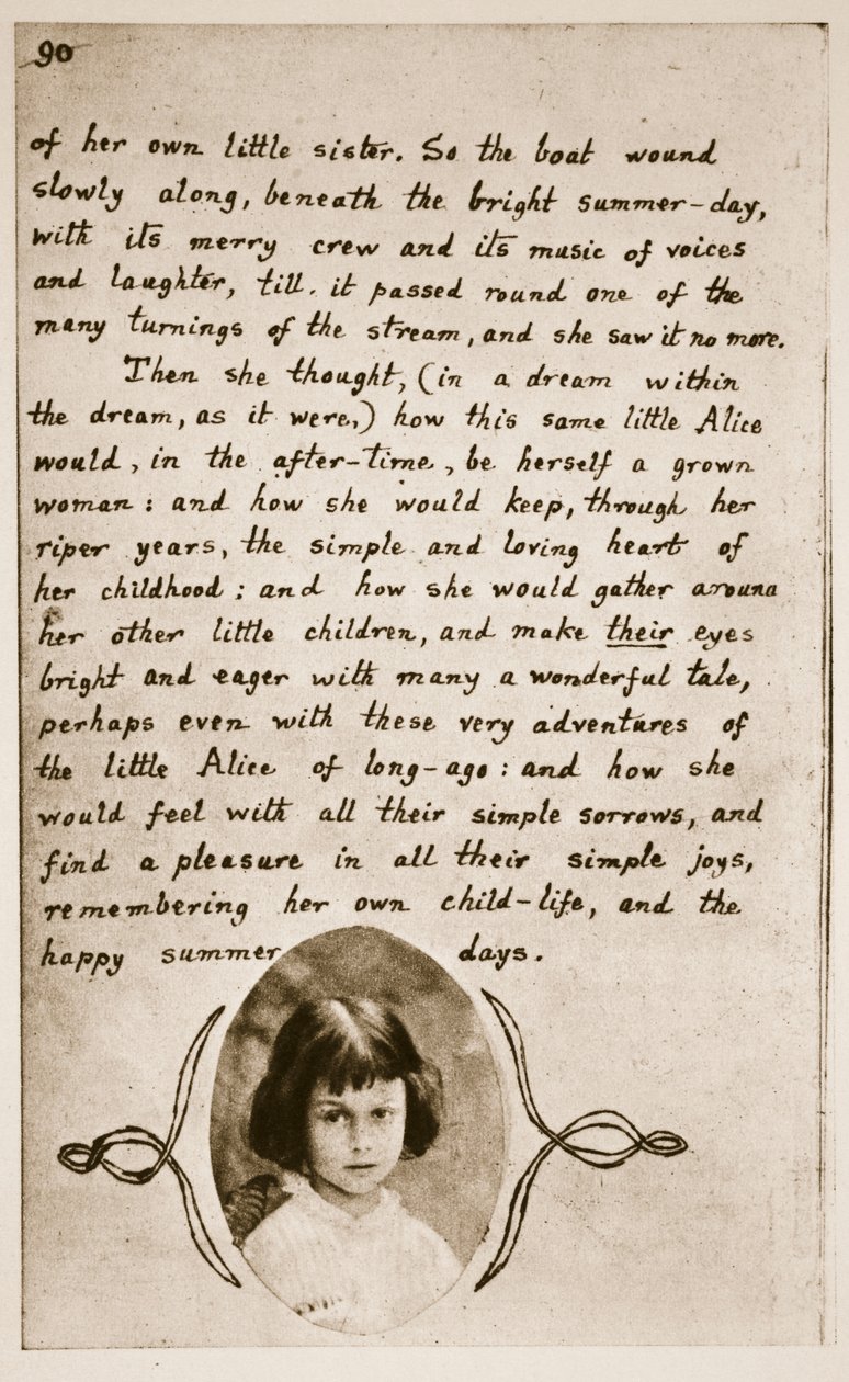 Alice Liddell på sista sidan av "Alice