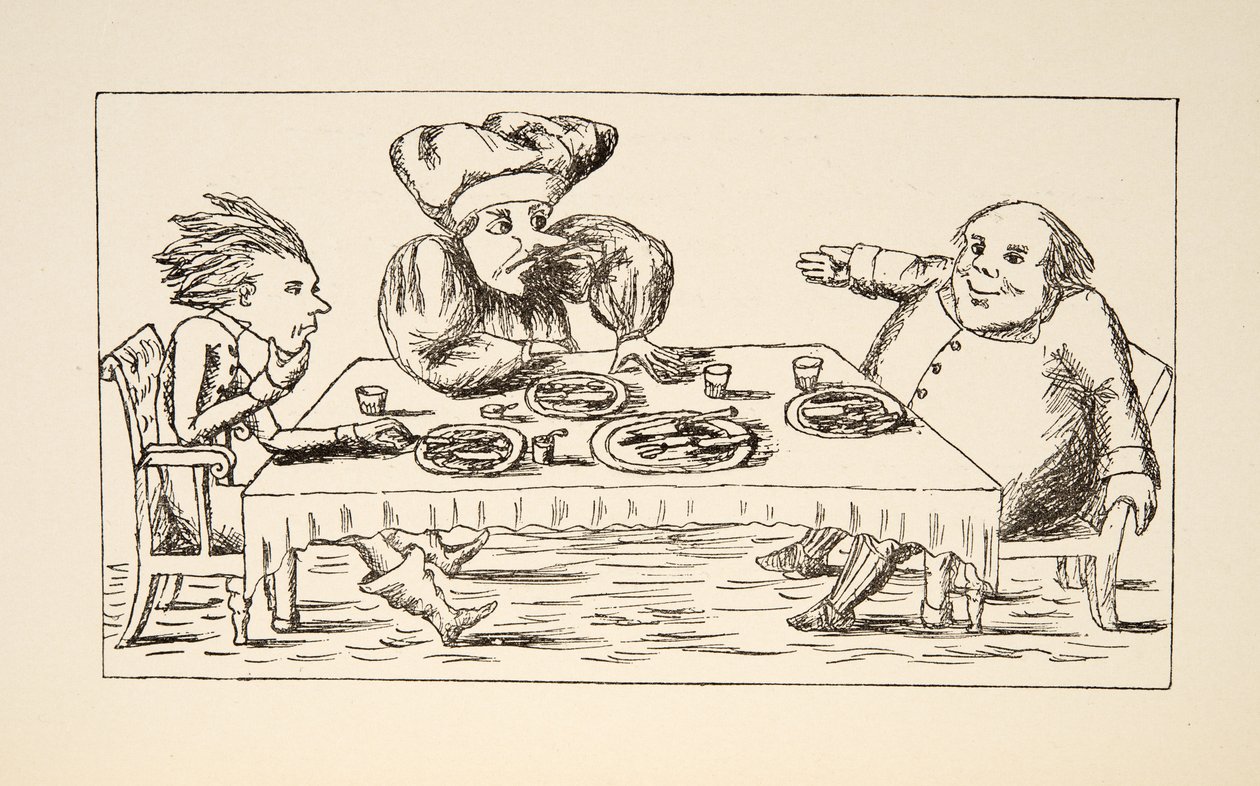 Pappa William har ätit gåsen, illustration från Alices Adventures Under Ground, pub. 1886 (faksimil) av Charles Lutwidge Dodgson