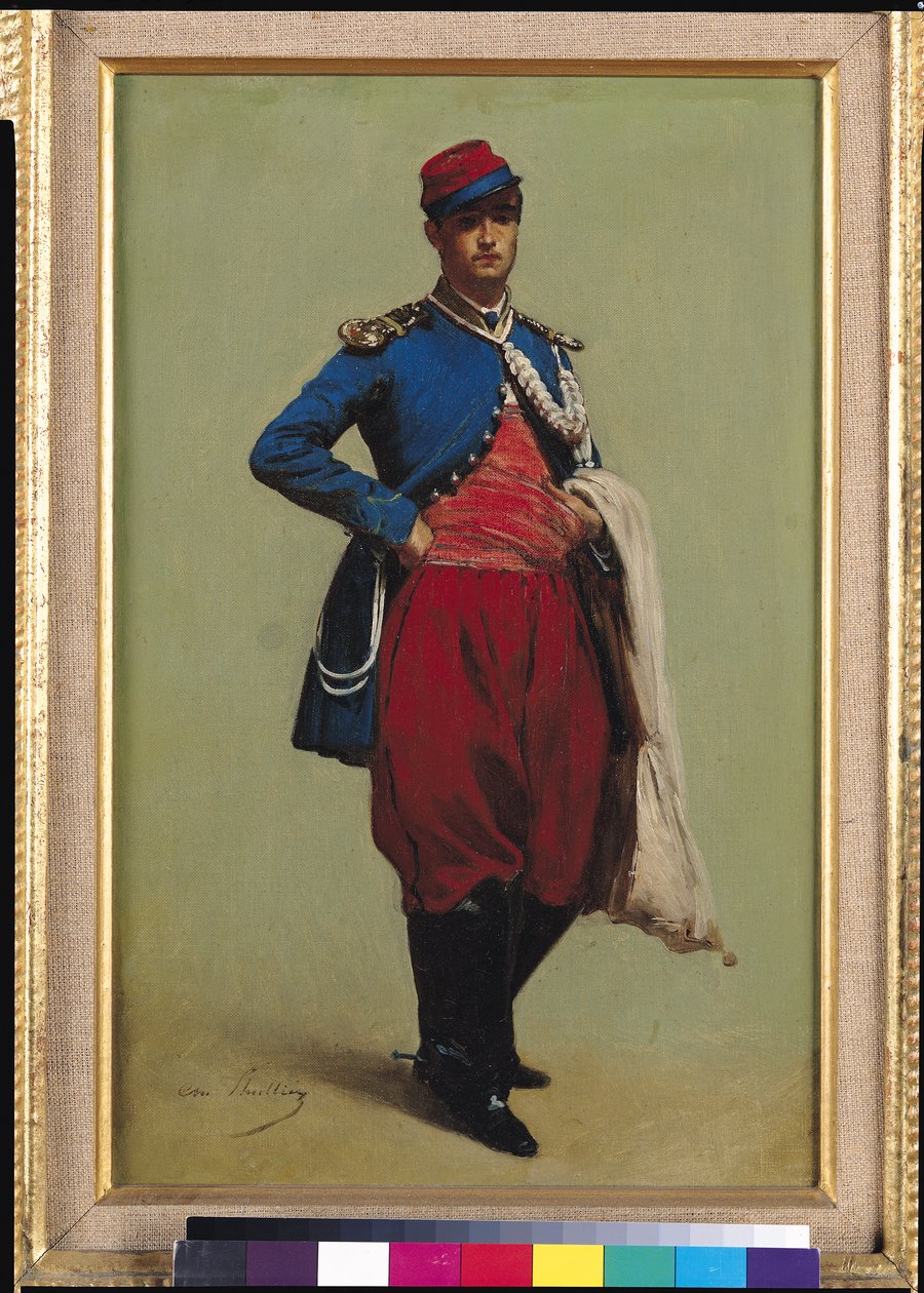 Porträtt av Claude Monet (1840-1926) i uniform, 1861 av Charles Marie Lhuillier
