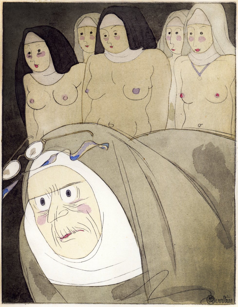 Illustration från "Les Contes et Nouvelles en vers de Jean de La Fontaine", publicerad i Librairie de France, Paris 1930 (stencil). av Charles Martin