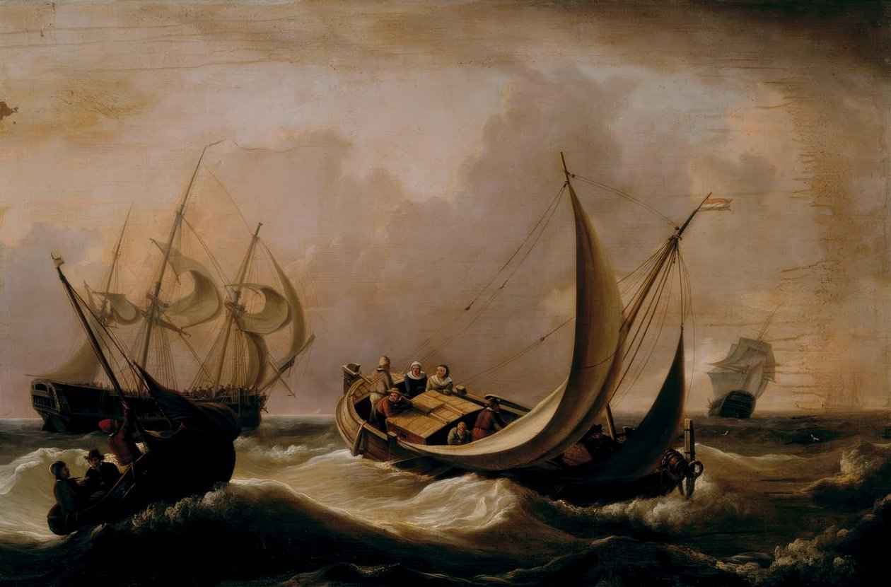 Holländsk sjöfart i en hård vind av Charles Martin Powell