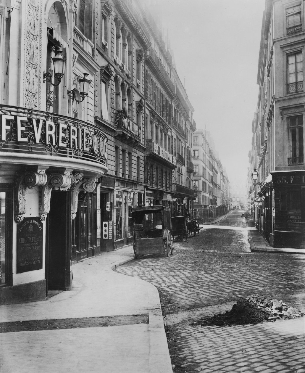 Rue Louis-le-Grand, från boulevard des Italiens, Paris, 1858-78 av Charles Marville