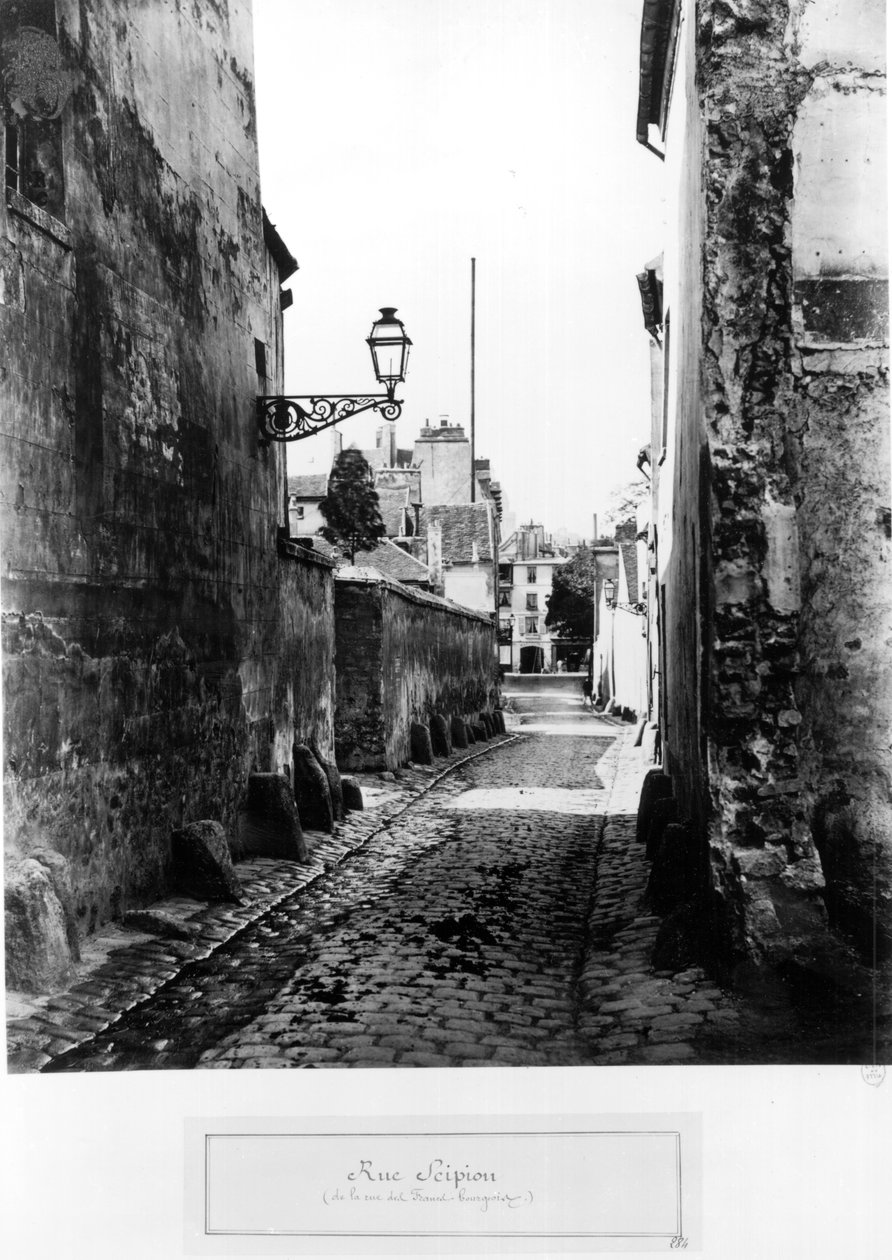 Rue de Scipion, från Rue des Francs-Bourgeois, Paris, 1858-78 av Charles Marville