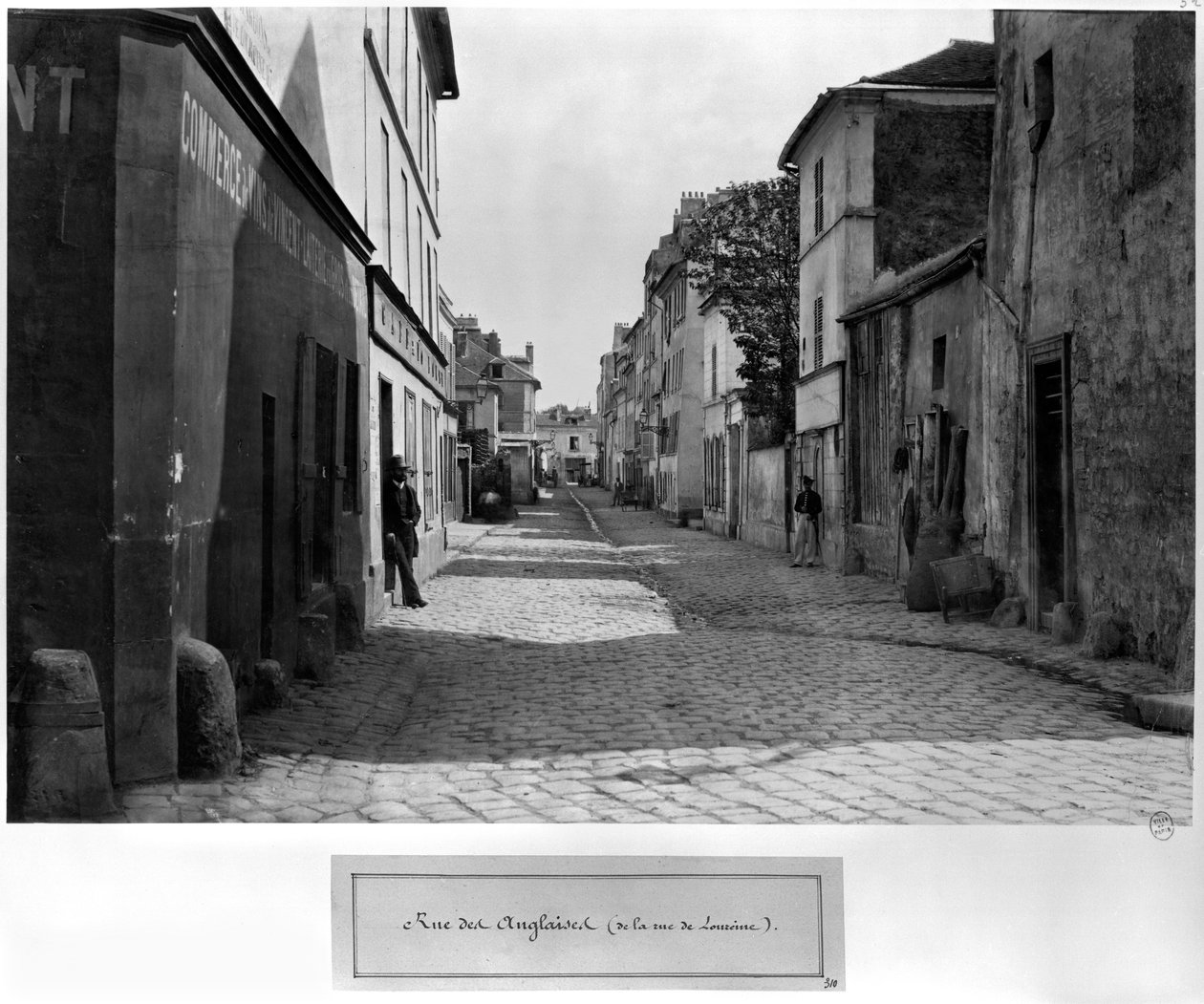 Rue des Anglaises, från rue de Lourcine, Paris, 1858-78 av Charles Marville
