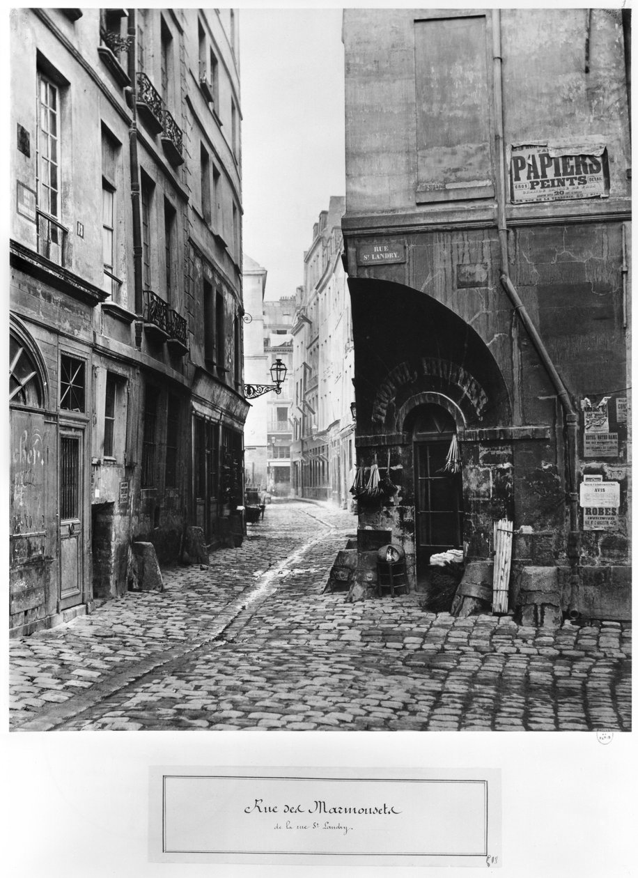 Rue des Marmousets, från rue Saint-Landry, Paris, 1858-78 av Charles Marville