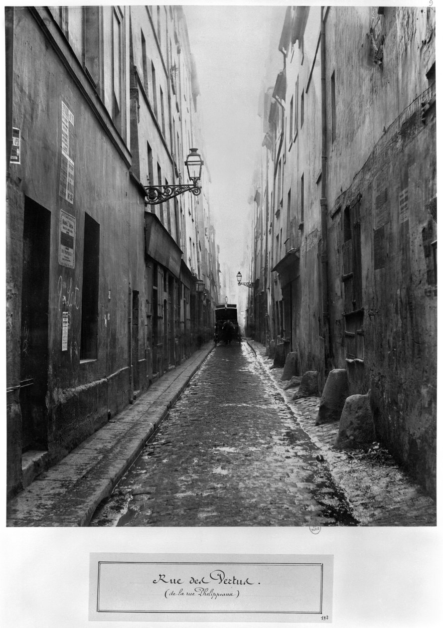 Rue des Vertus, från rue Phelippeaux, Paris, 1858-78 av Charles Marville