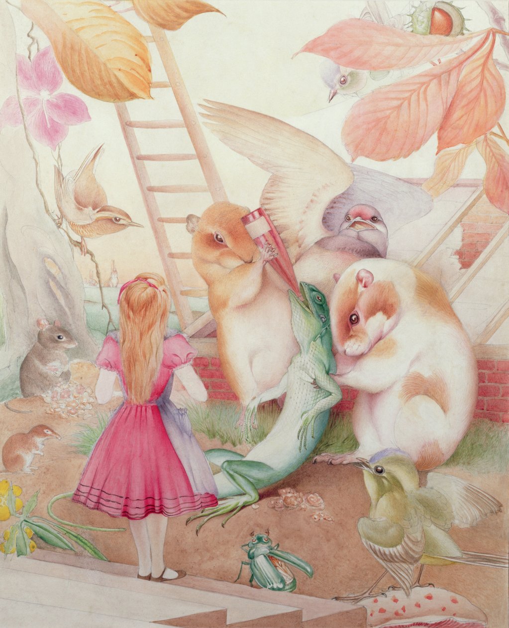 Alice i Underlandet med ödlan Peter av Charles Maurice Detmold