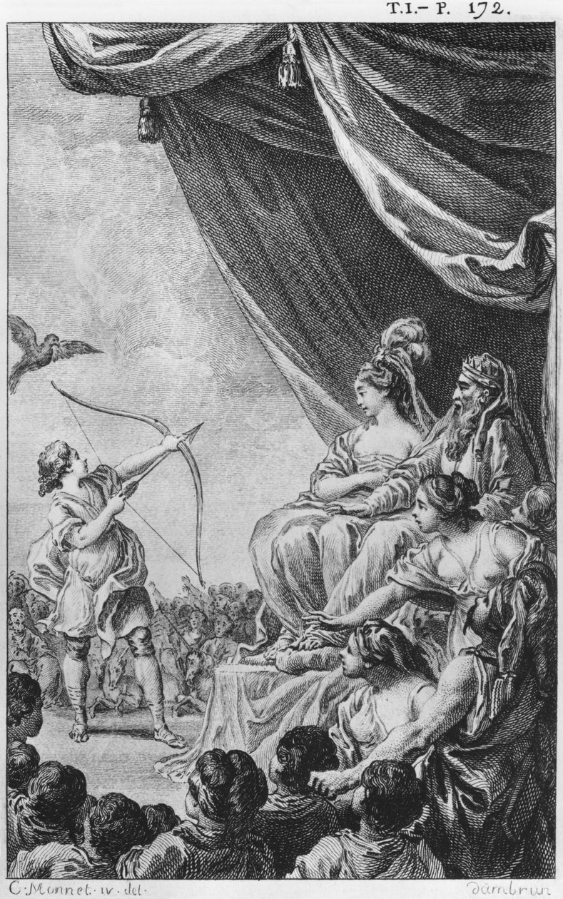 Formosante och Amazan, illustration från "La Princesse de Babylone" av Voltaire (1694-1778) av Charles Monnet