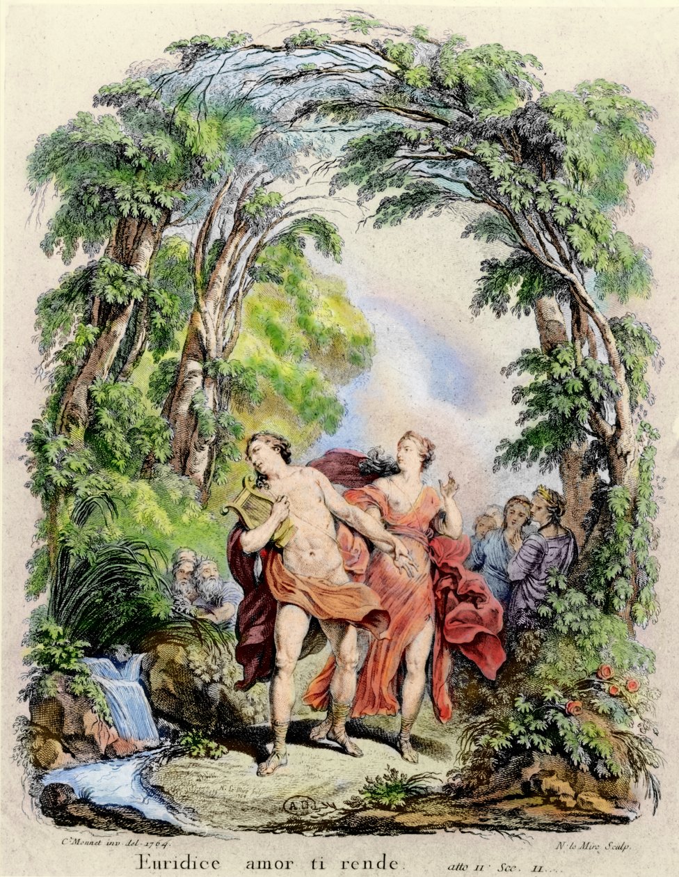 Orpheus leder Eurydice ut ur helvetet, illustration till operan 