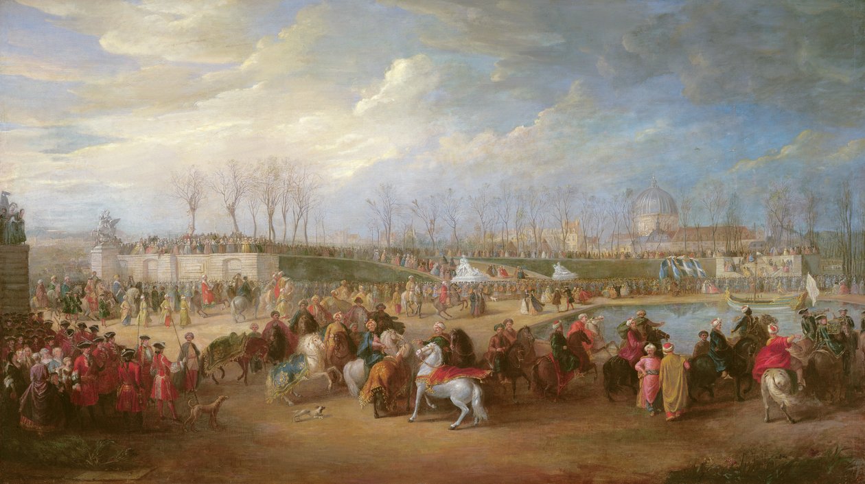 Mehemet Effendi, turkisk ambassadör, anländer till Tuilerierna den 21 mars 1721, efter 1721 av Charles Parrocel