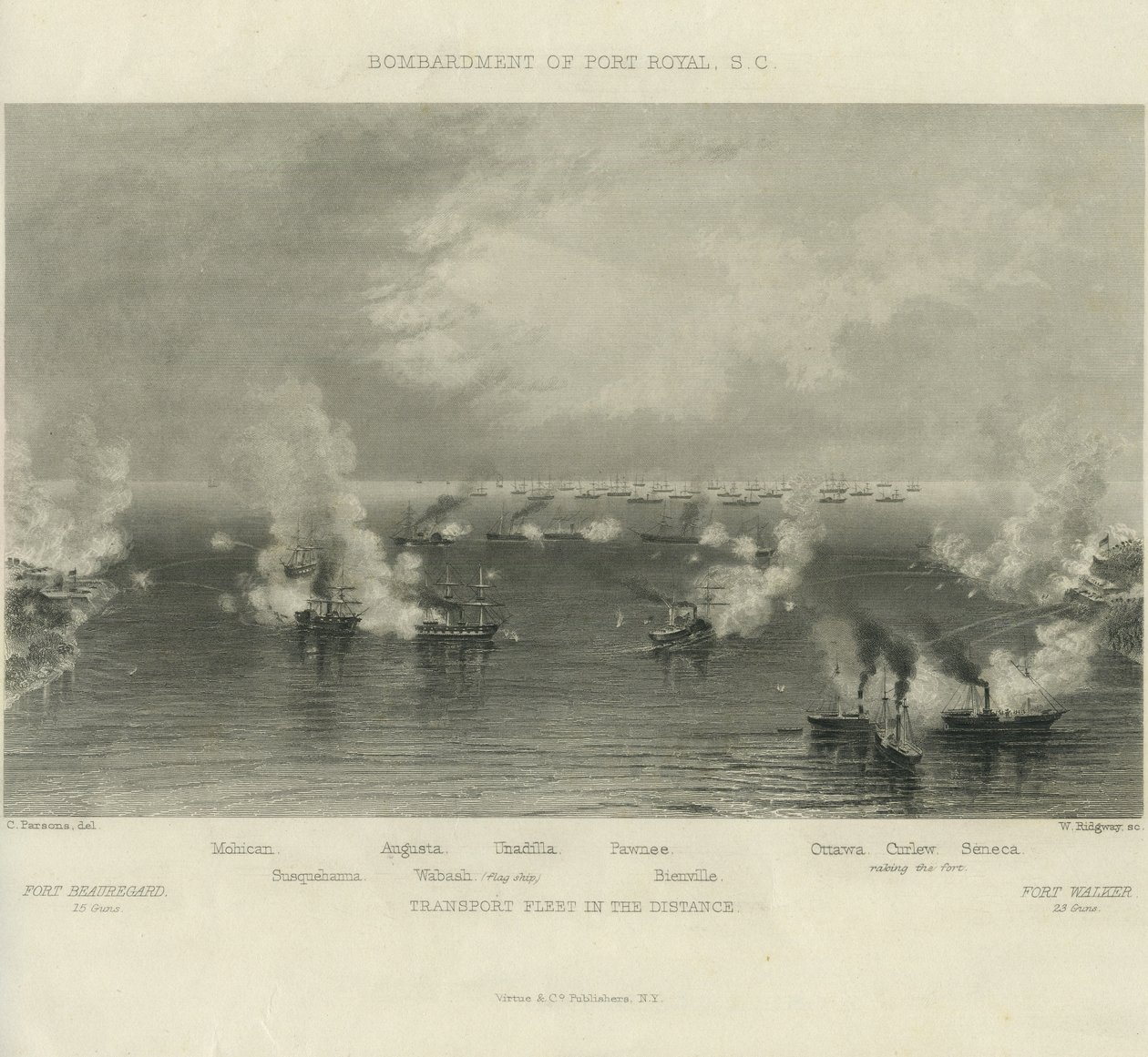 Bombardement av Port Royal, S.C., ca. 1861 av Charles Parsons