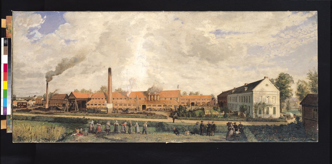 Utsikt över en sockerfabrik av Charles Paul Etienne Desavary