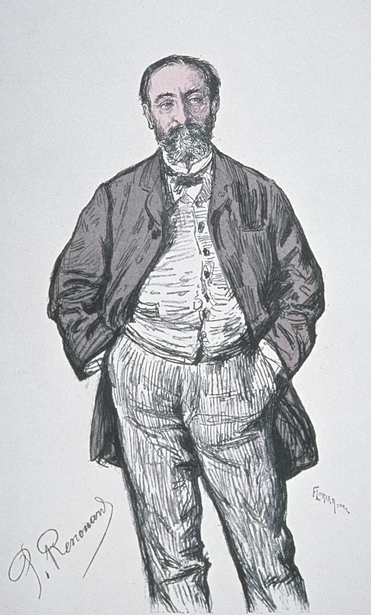 Porträtt av den franske kompositören och musikkritikern Charles Camille Saint-Saens (1835-1921), graverad av Florian från serien 