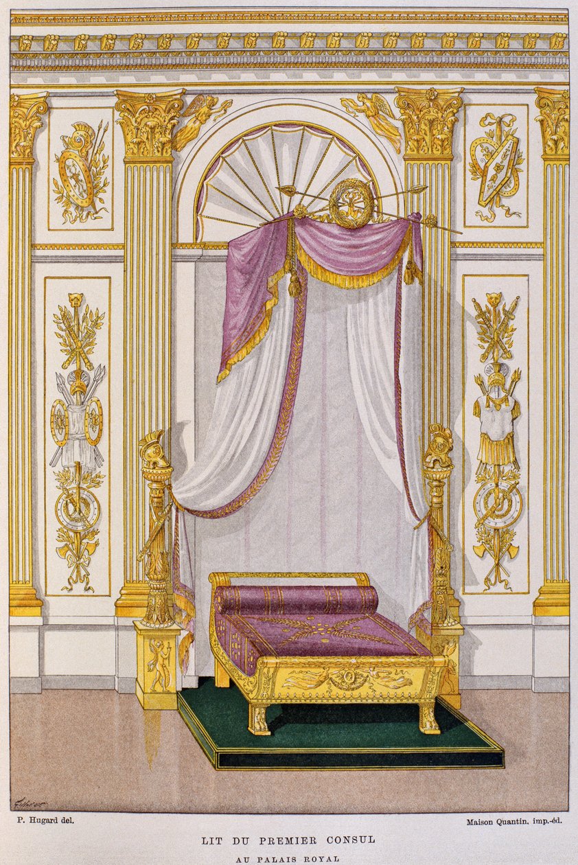 Napoleon I Bonapartes (1769-1821) säng i Palais Royal, illustration från Henry Havards "Dictionnaire de l
